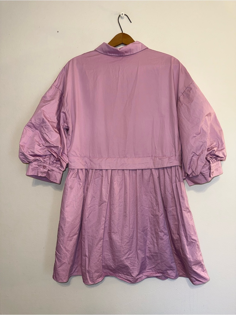 English Factory Cotton Puff-Sleeve Oversized Mini Collared Shirt Dress Lilac M - Picture 3 of 12
